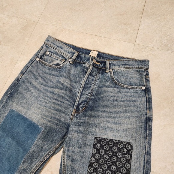La Vie Rebecca Taylor Patched Velvet & Rigid Blue Denim Jeans Womens Size 27 - Picture 5 of 16